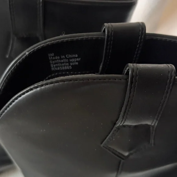 BNIB Abound size 9m Black faux Leather Cowgirl Boots pointed toe small heel - Picture 3 of 10